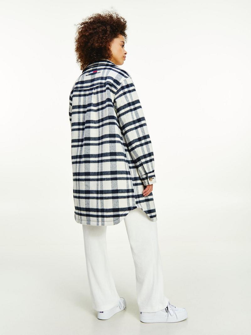 Blue / Beige Women's Tommy Hilfiger Recycled Check Coats | AU_W21038