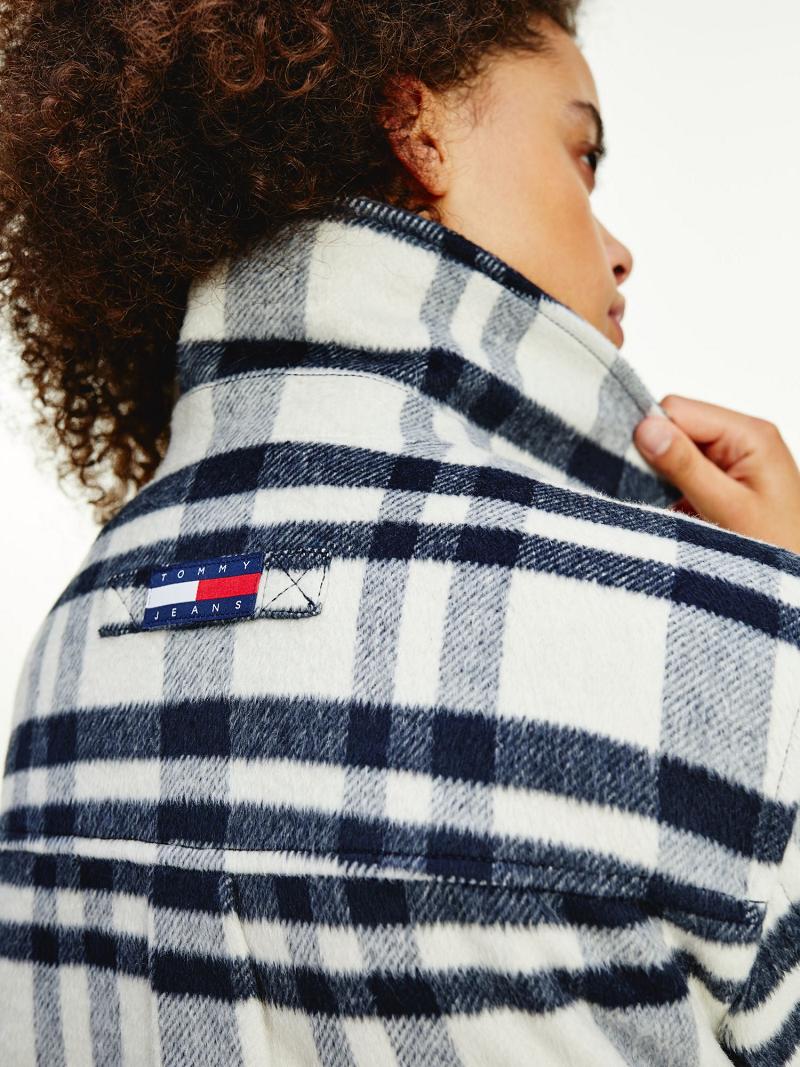 Blue / Beige Women's Tommy Hilfiger Recycled Check Coats | AU_W21038