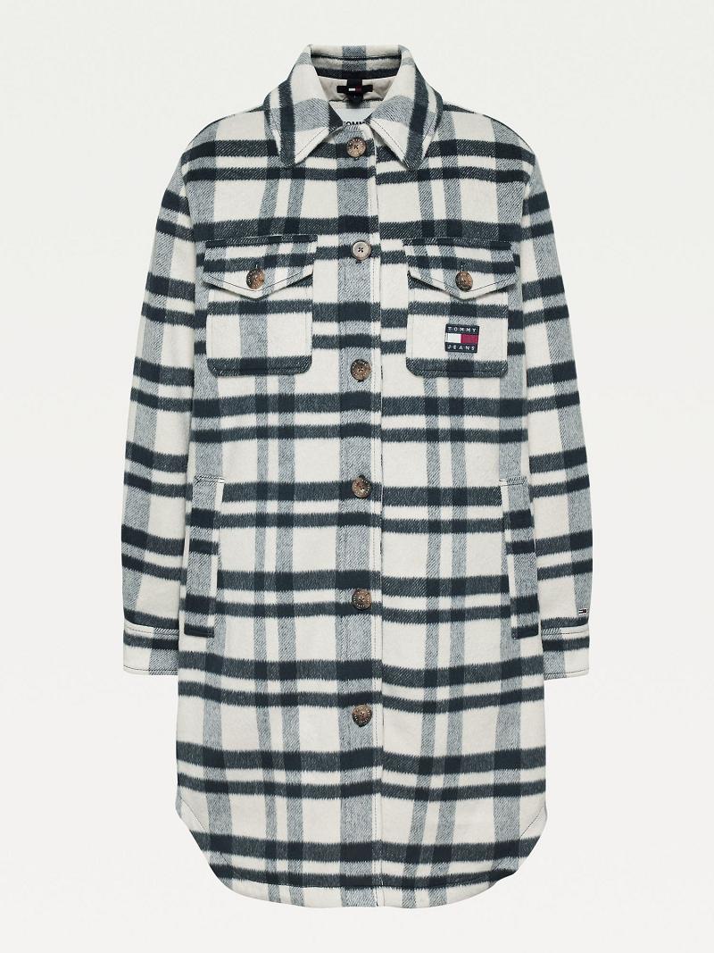 Blue / Beige Women's Tommy Hilfiger Recycled Check Coats | AU_W21038