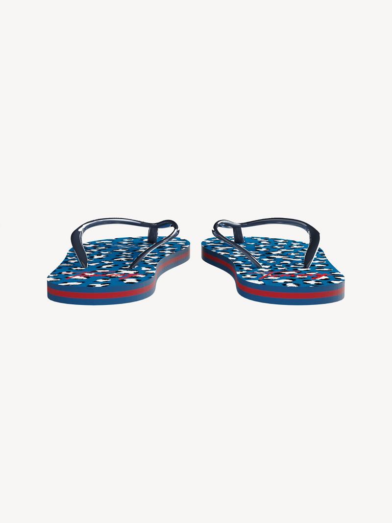 Blue Kids' Tommy Hilfiger Big Cheetah Flip Flops | AU_G1293