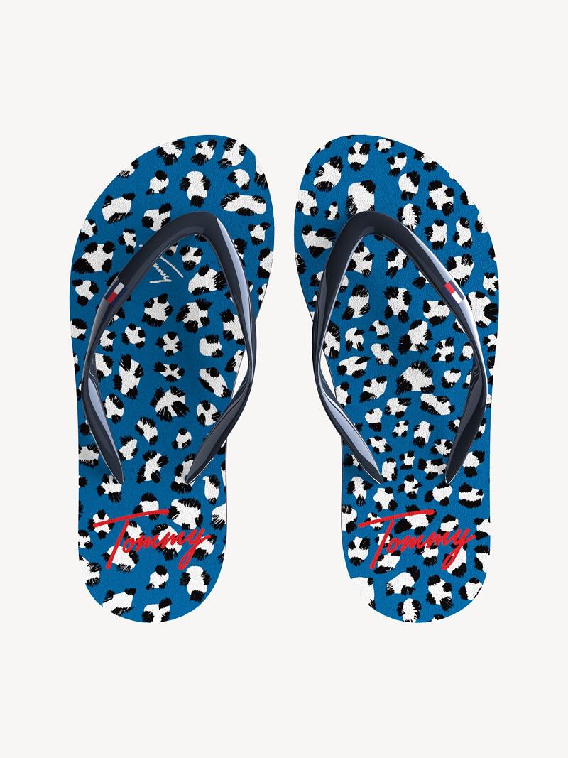 Blue Kids\' Tommy Hilfiger Big Cheetah Flip Flops | AU_G1293