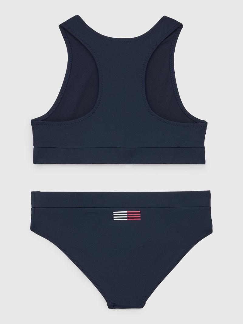 Blue Kids' Tommy Hilfiger Crop Top Set Swimwear | AU_G1218