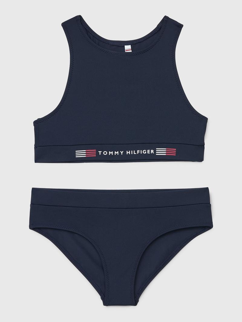 Blue Kids\' Tommy Hilfiger Crop Top Set Swimwear | AU_G1218