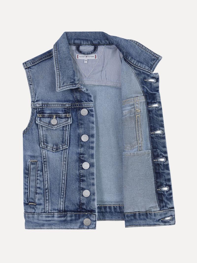 Blue Kids' Tommy Hilfiger Denim Vest Jackets | AU_G1111