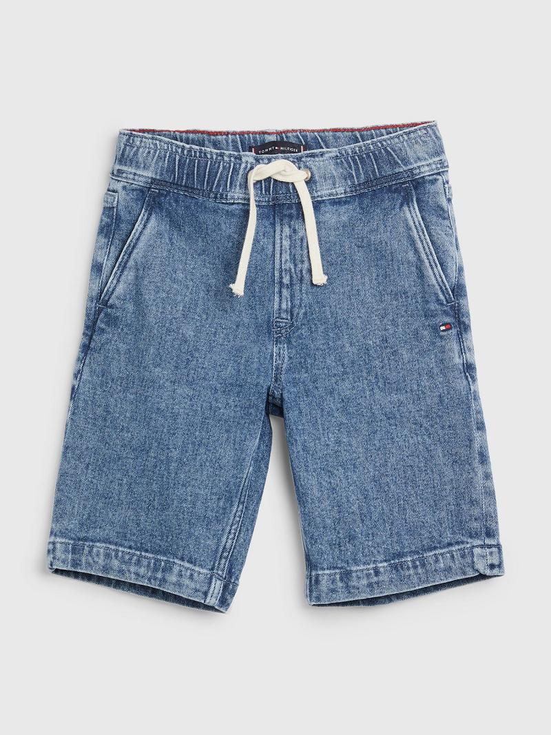 Blue Kids\' Tommy Hilfiger Drawstring Denim Shorts | AU_B2094