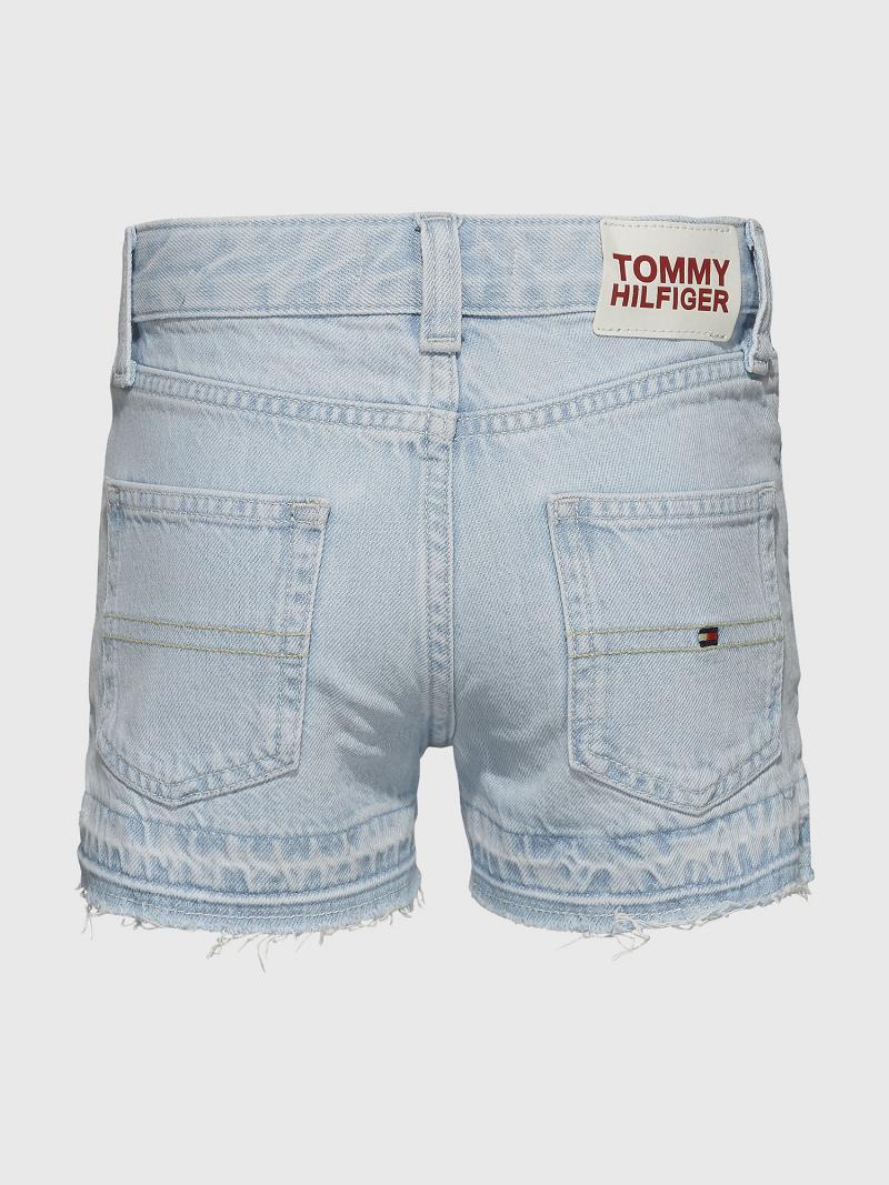 Blue Kids' Tommy Hilfiger Frayed Bleach Wash Shorts | AU_G1158