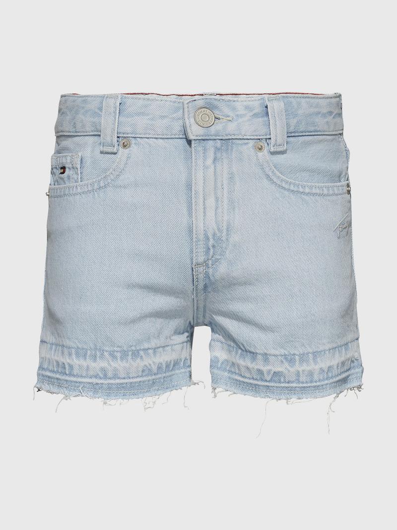 Blue Kids\' Tommy Hilfiger Frayed Bleach Wash Shorts | AU_G1158