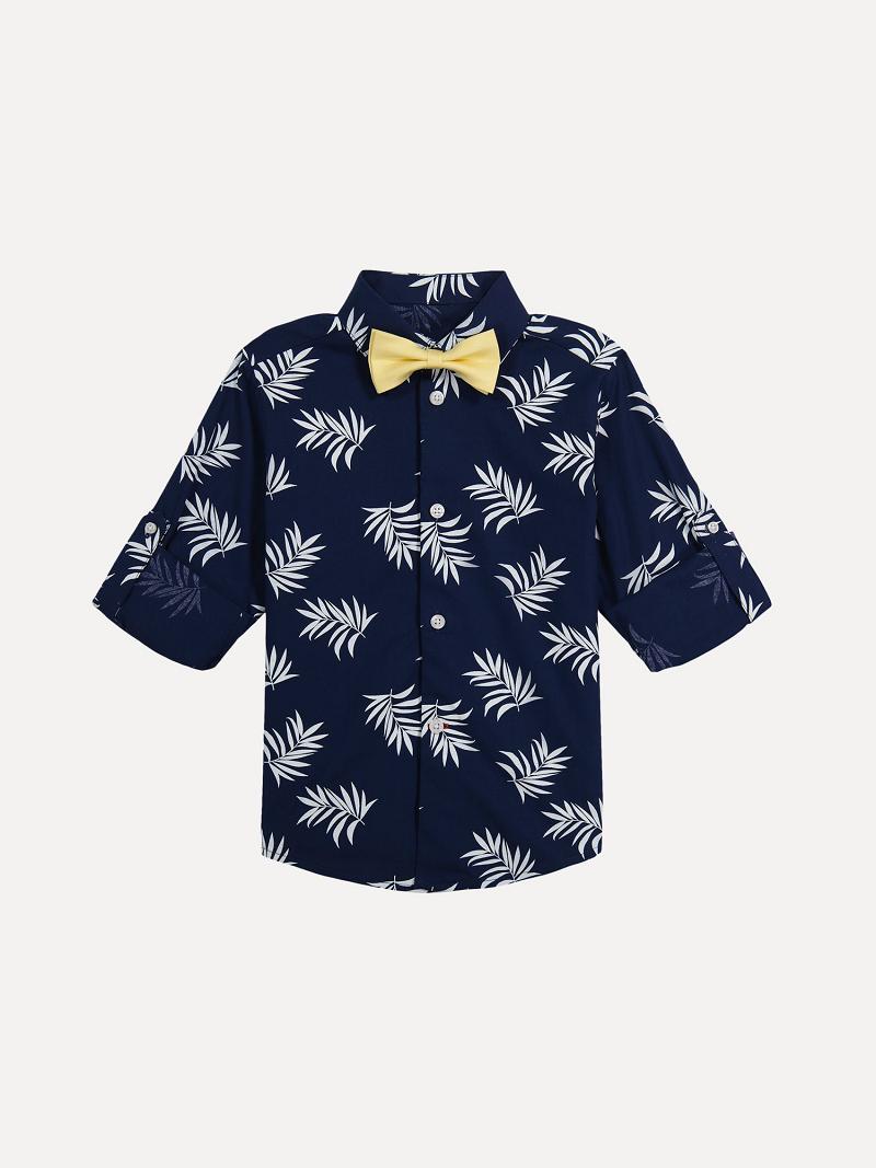 Blue Kids' Tommy Hilfiger Little Palm Print Shirt, and Bow Tie Set Trousers | AU_B2221