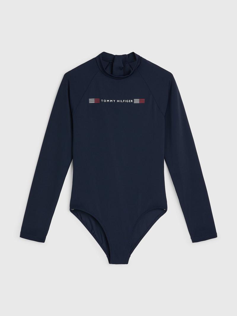 Blue Kids\' Tommy Hilfiger Logo Rashguard Swimwear | AU_G1222