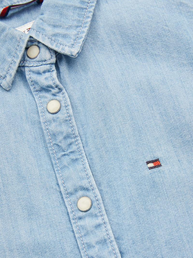 Blue Kids' Tommy Hilfiger Puff Sleeve Denim Shirt T Shirts | AU_G1256