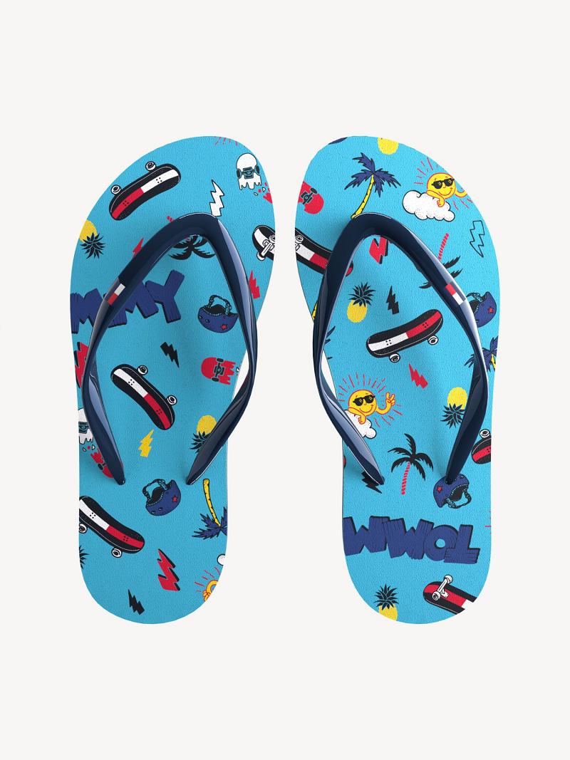 Blue Kids\' Tommy Hilfiger Skateboard Flip Flops | AU_G1300