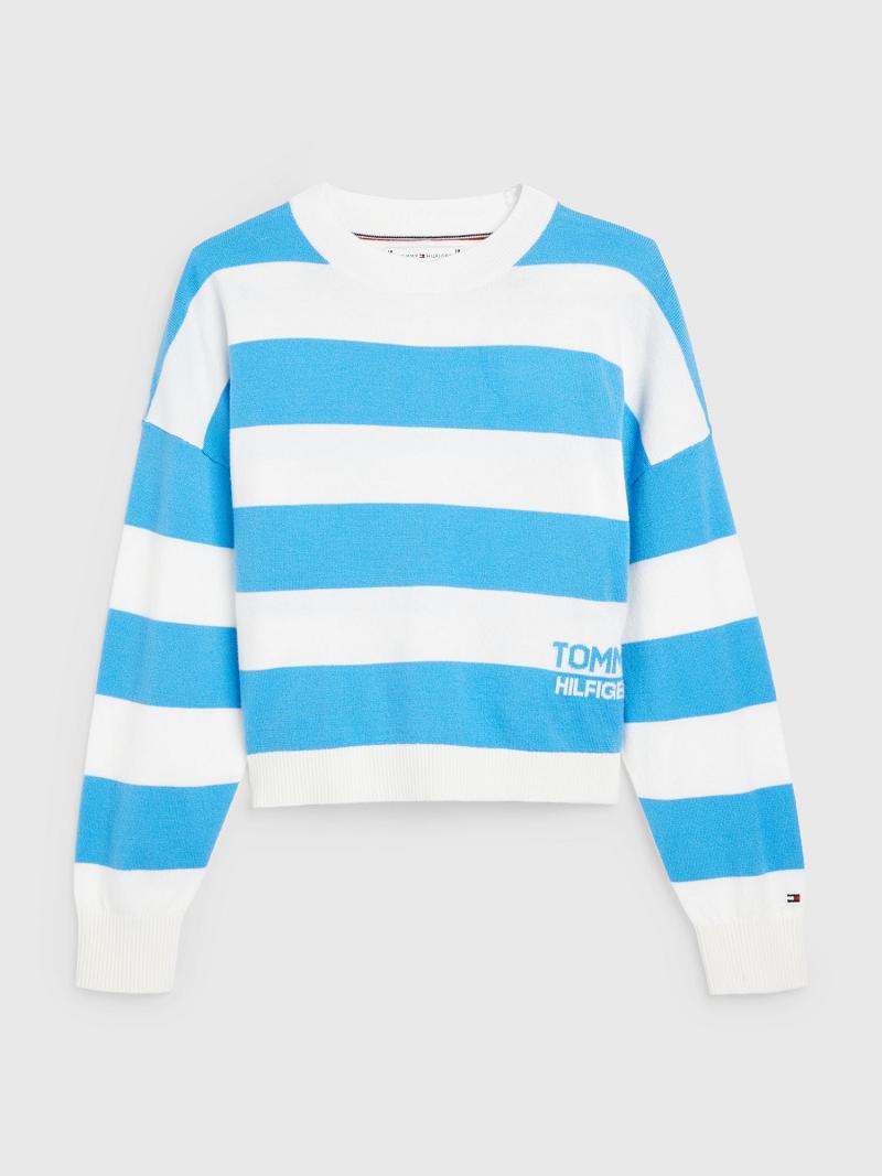 Blue Kids\' Tommy Hilfiger Stripe Sweater Sweatshirts | AU_G1212