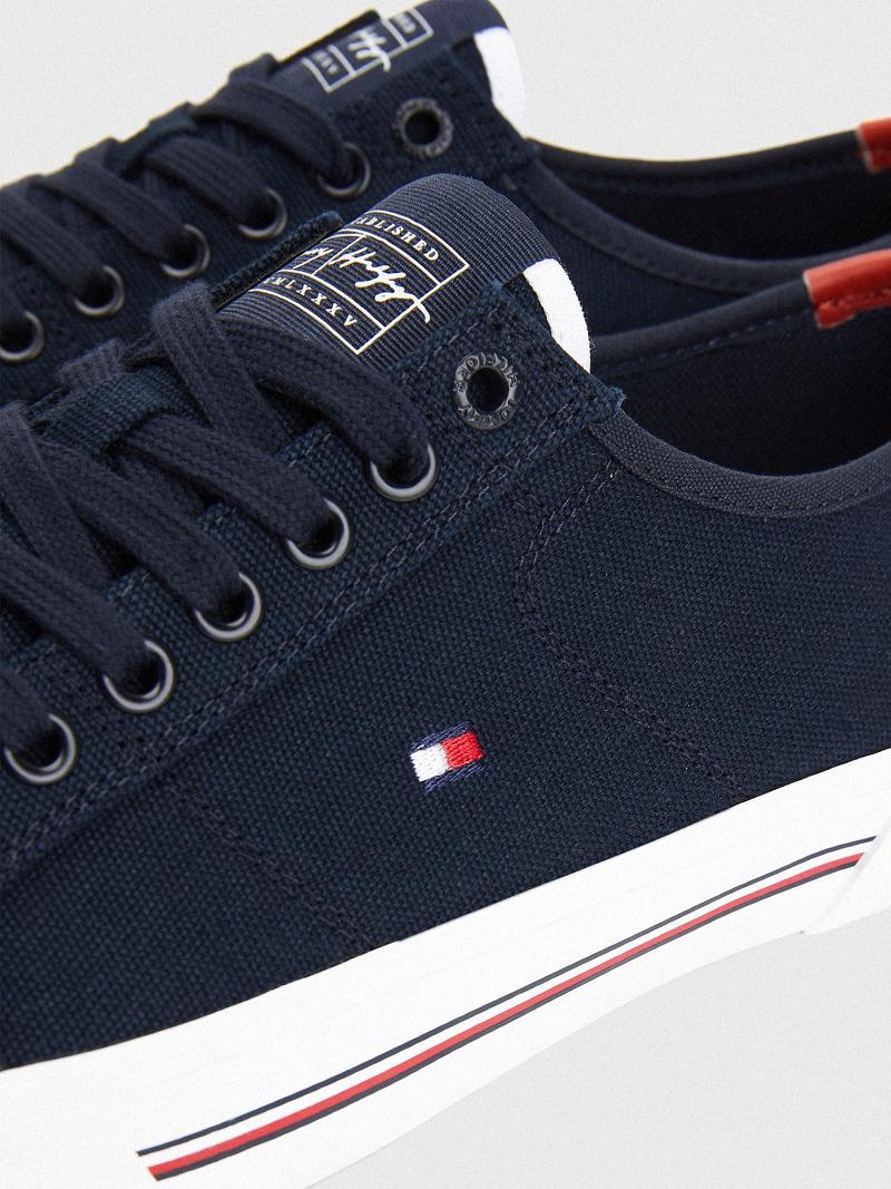 Blue Men's Tommy Hilfiger Canvas Casual Shoes | AU_M31655