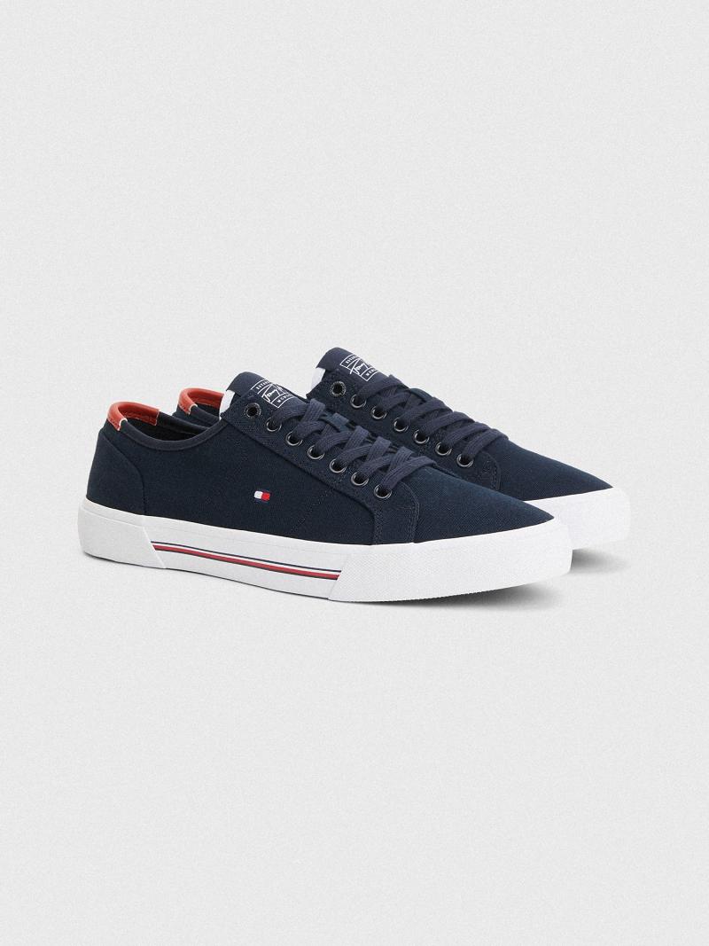 Blue Men\'s Tommy Hilfiger Canvas Casual Shoes | AU_M31655