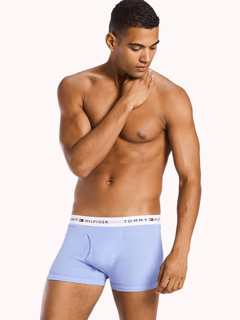 Blue Men's Tommy Hilfiger Cotton classics trunk 3pk Trunks | AU_M31503