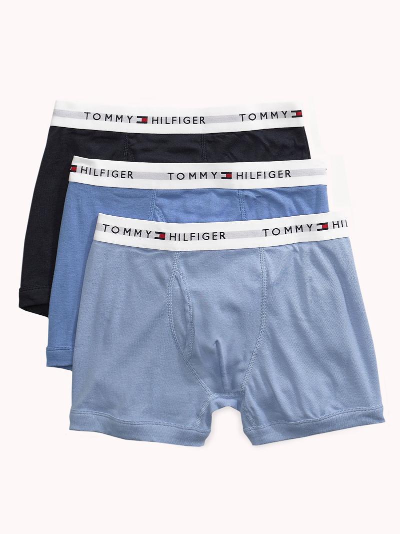 Blue Men\'s Tommy Hilfiger Cotton classics trunk 3pk Trunks | AU_M31503