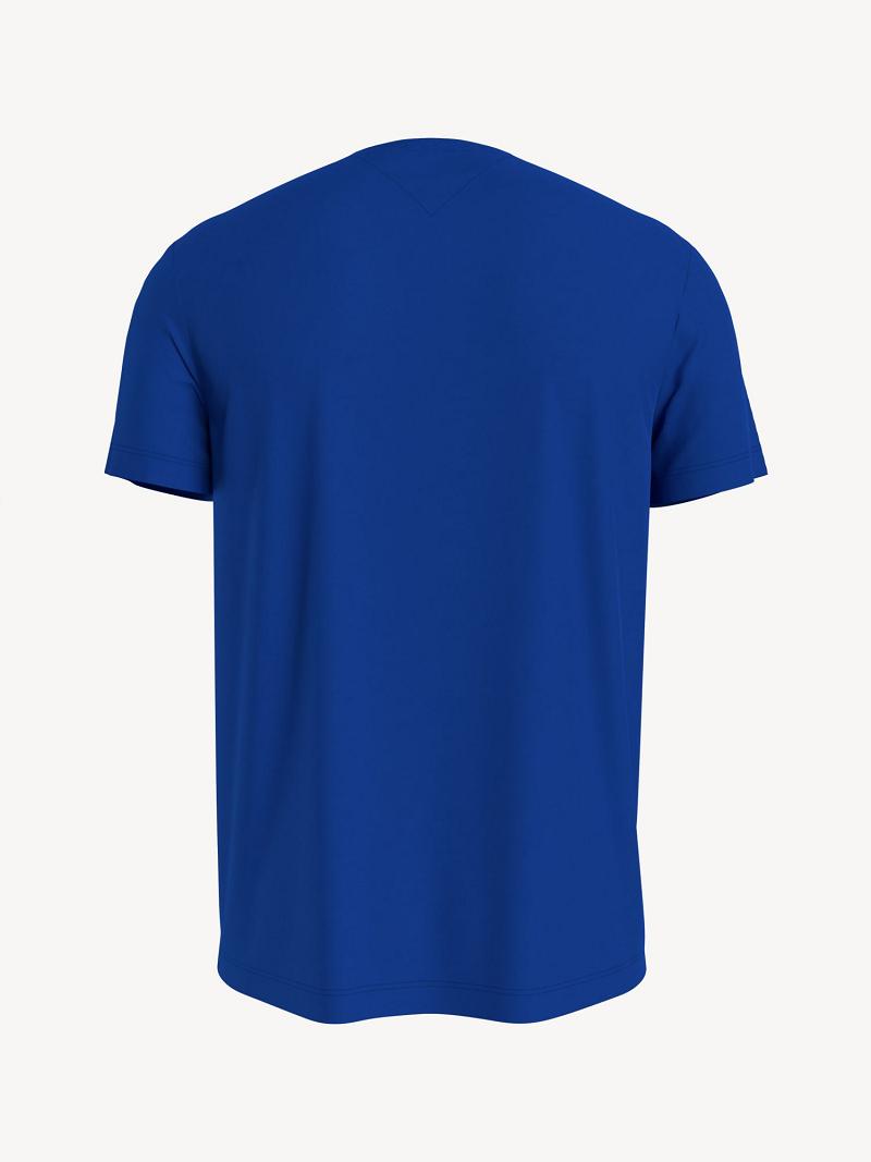 Blue Men's Tommy Hilfiger Essential solid pocket T Shirts | AU_M31035