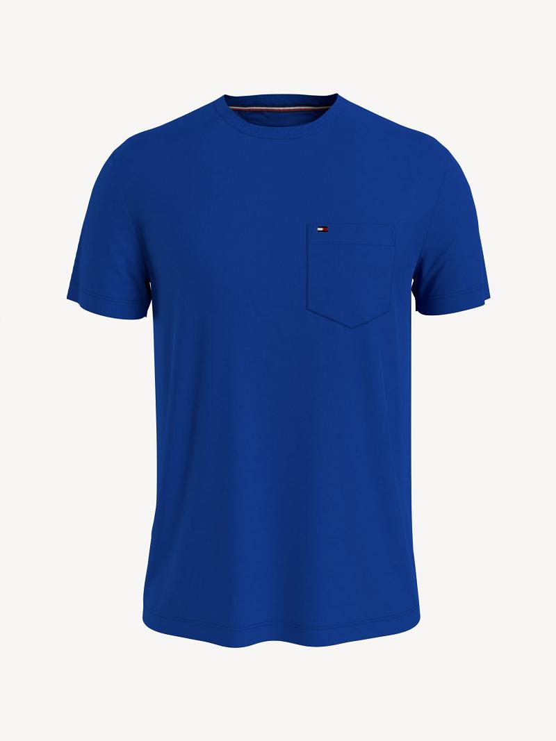 Blue Men\'s Tommy Hilfiger Essential solid pocket T Shirts | AU_M31035