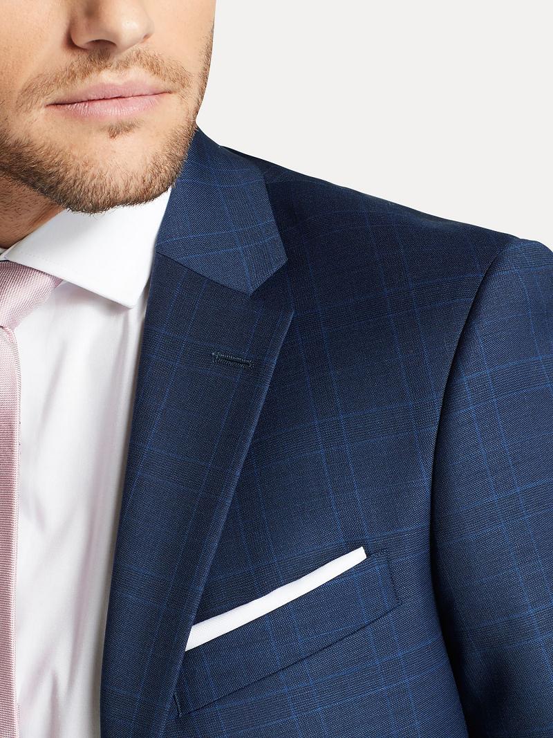 Blue Men's Tommy Hilfiger Regular fit essential plaid Blazers | AU_M31475