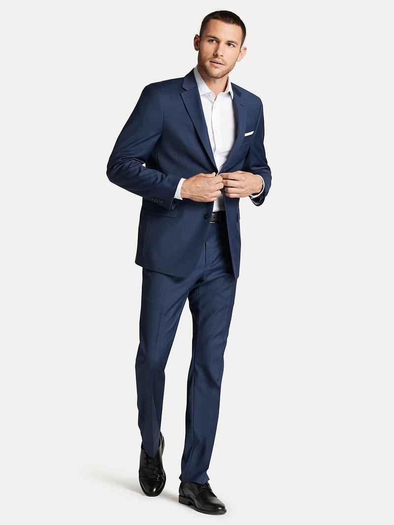 Blue Men's Tommy Hilfiger Regular fit essential sharkskin Blazers | AU_M31476