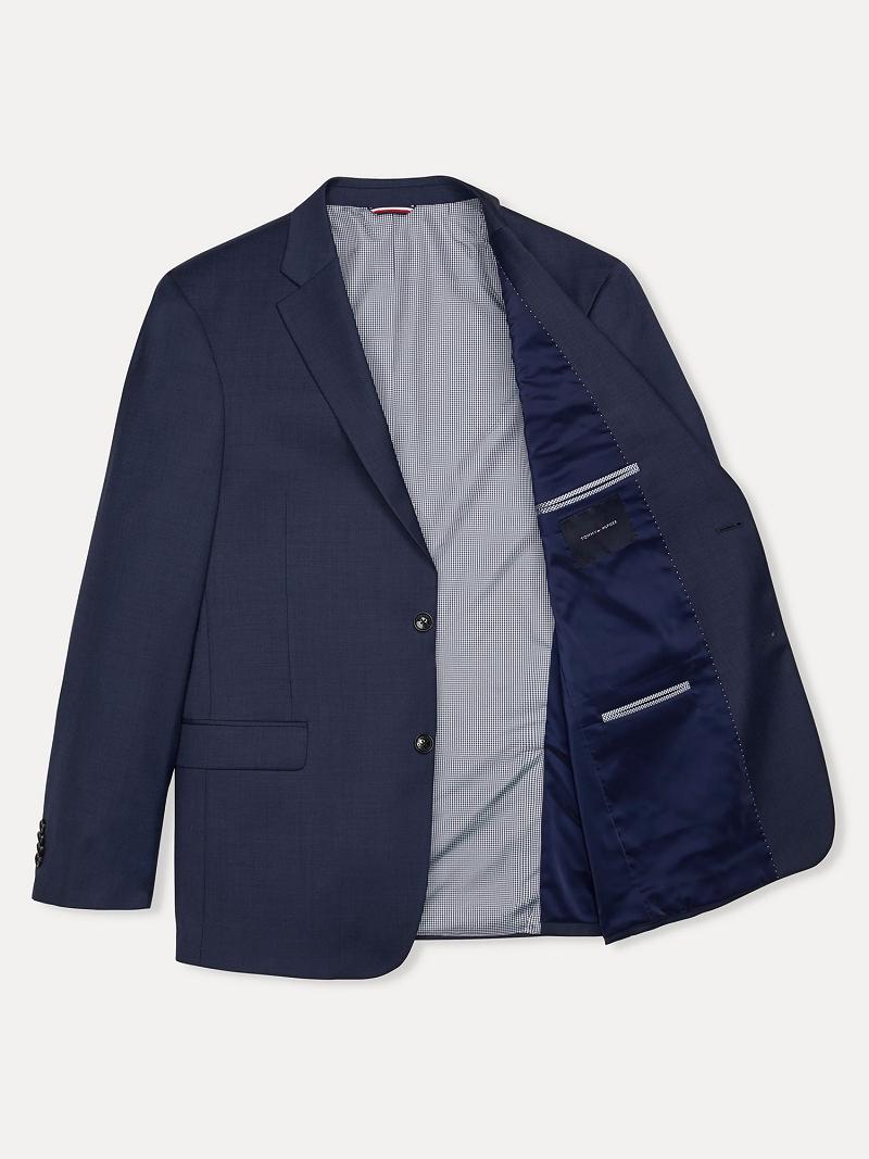 Blue Men's Tommy Hilfiger Regular fit essential sharkskin Blazers | AU_M31476