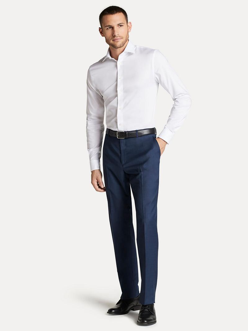 Blue Men's Tommy Hilfiger Regular fit in sharkskin Pants | AU_M31327