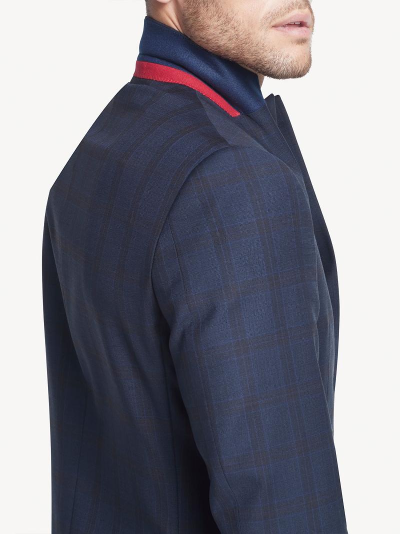 Blue Men's Tommy Hilfiger Regular fit plaid wool Blazers | AU_M31488