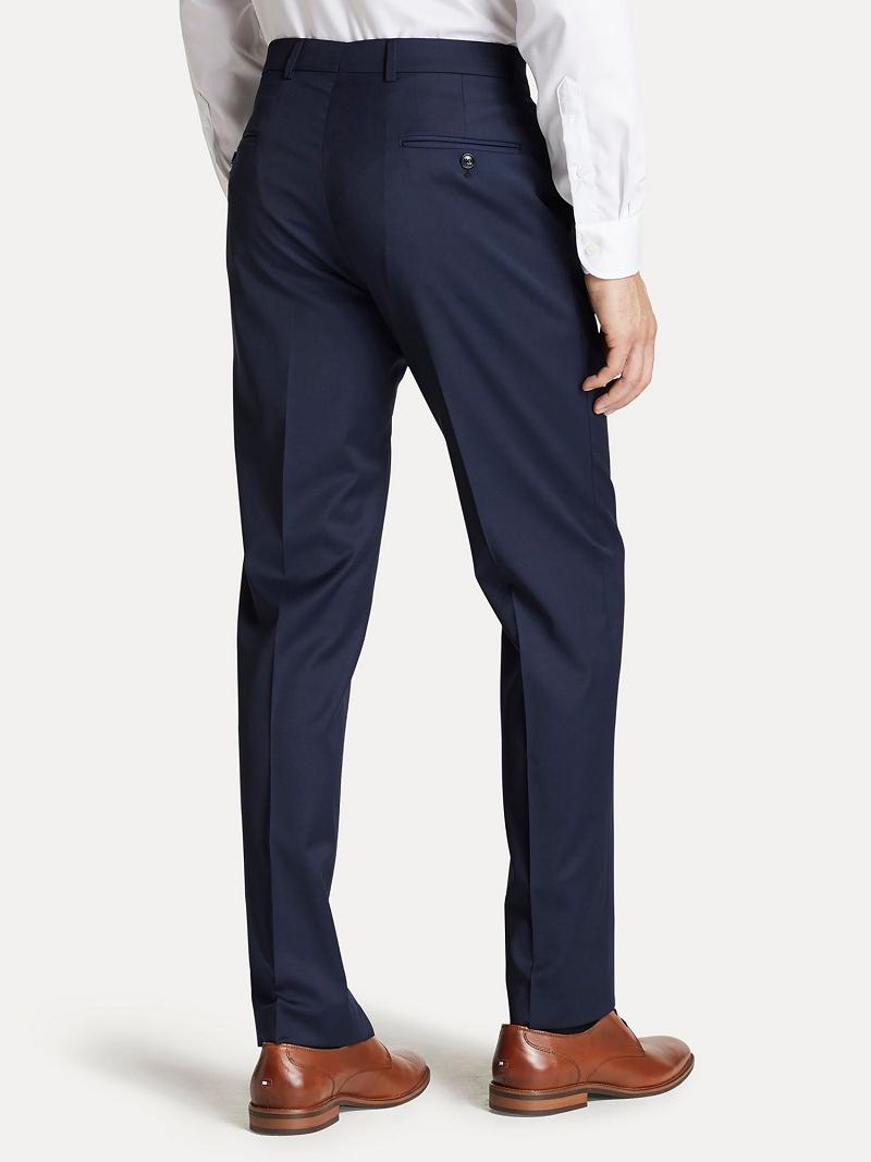 Blue Men's Tommy Hilfiger Regular fit sharkskin wool Pants | AU_M31324