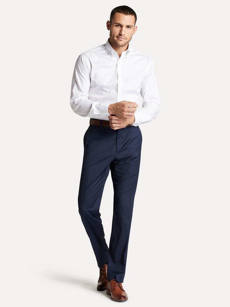 Blue Men's Tommy Hilfiger Regular fit sharkskin wool Pants | AU_M31324