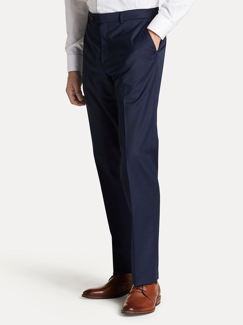 Blue Men\'s Tommy Hilfiger Regular fit sharkskin wool Pants | AU_M31324