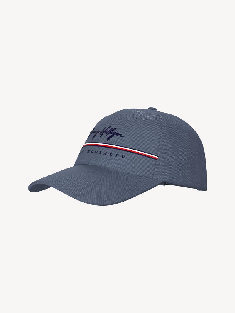 Blue Men's Tommy Hilfiger Signature Stripe Hats | AU_M31736