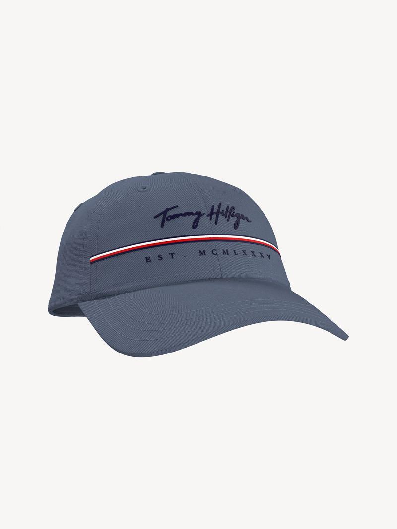 Blue Men\'s Tommy Hilfiger Signature Stripe Hats | AU_M31736