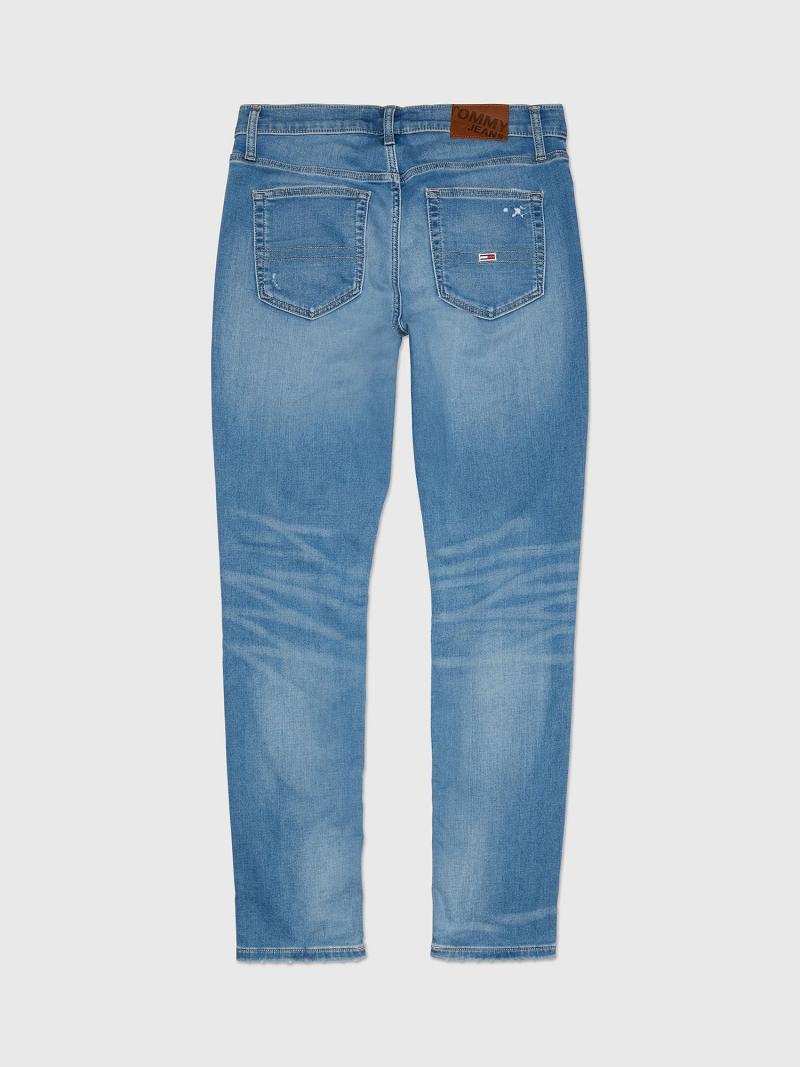 Blue Men's Tommy Hilfiger Slim fit light Light Wash Jeans | AU_M31383