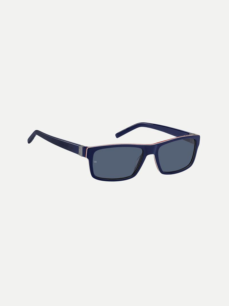 Blue Men's Tommy Hilfiger Small-Frame Rectangle Sunglasses | AU_M31773