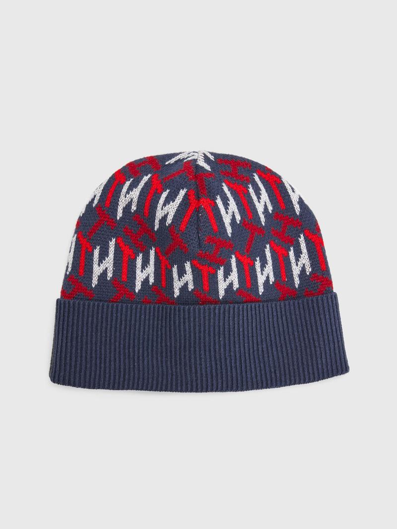 Blue / Red Kids\' Tommy Hilfiger TH Beanie Hats | AU_B2280