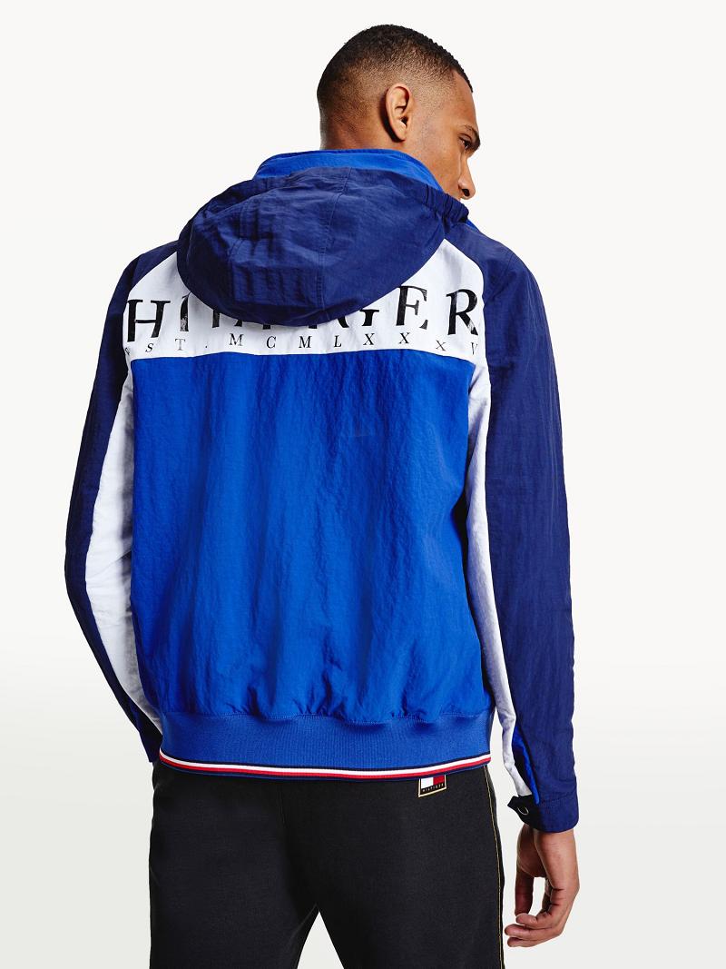 Blue / White Men's Tommy Hilfiger Recycled colorblock bomber Jackets | AU_M31413