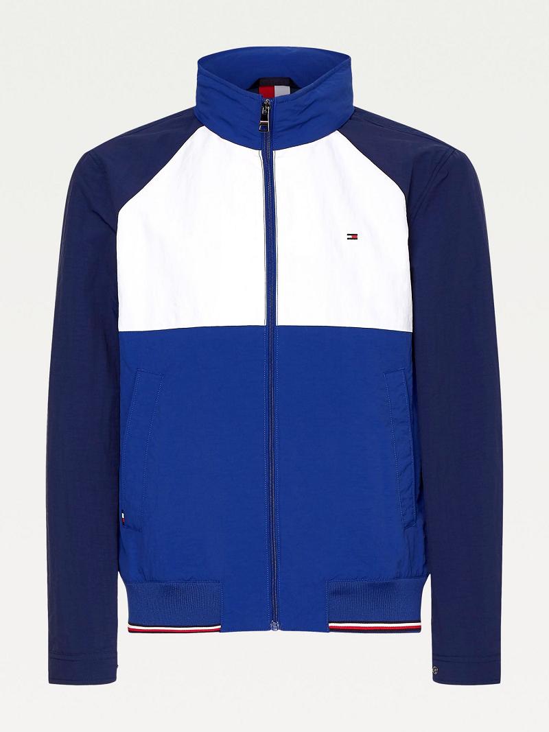 Blue / White Men's Tommy Hilfiger Recycled colorblock bomber Jackets | AU_M31413