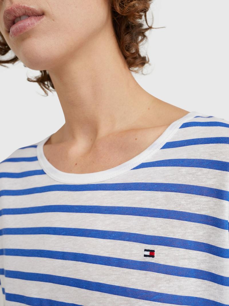 Blue / White Women's Tommy Hilfiger Crewneck T Shirts | AU_W21433