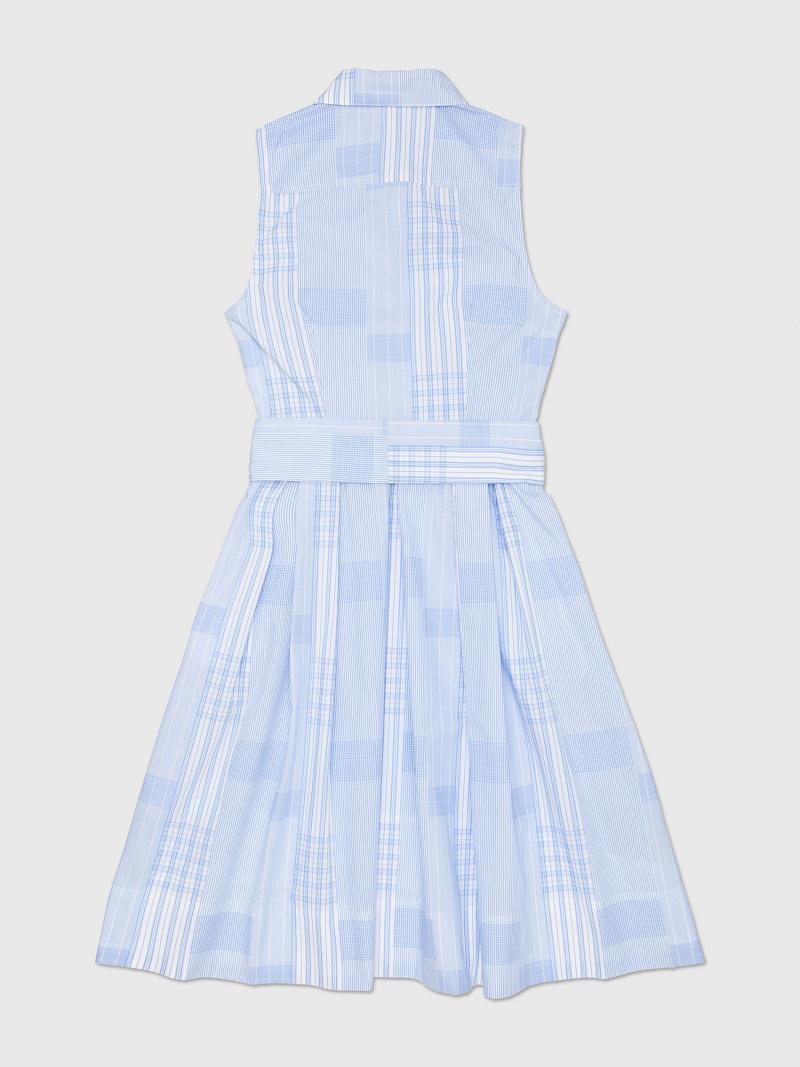 Blue / White Women's Tommy Hilfiger Sleeveless Patchwork Dresses | AU_W21121