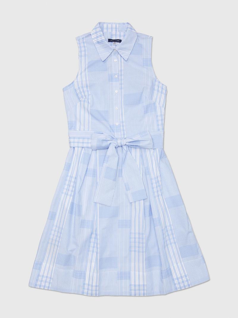 Blue / White Women\'s Tommy Hilfiger Sleeveless Patchwork Dresses | AU_W21121