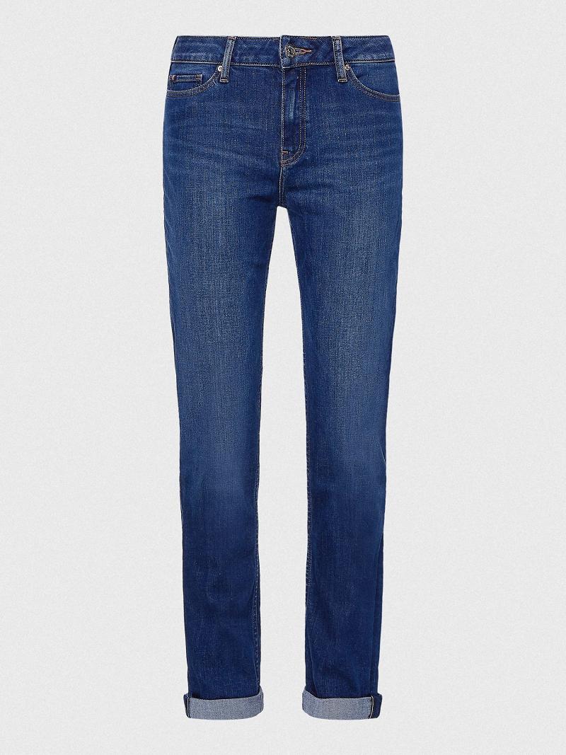 Blue Women's Tommy Hilfiger Dark Wash Straight Fit Jeans | AU_W21190