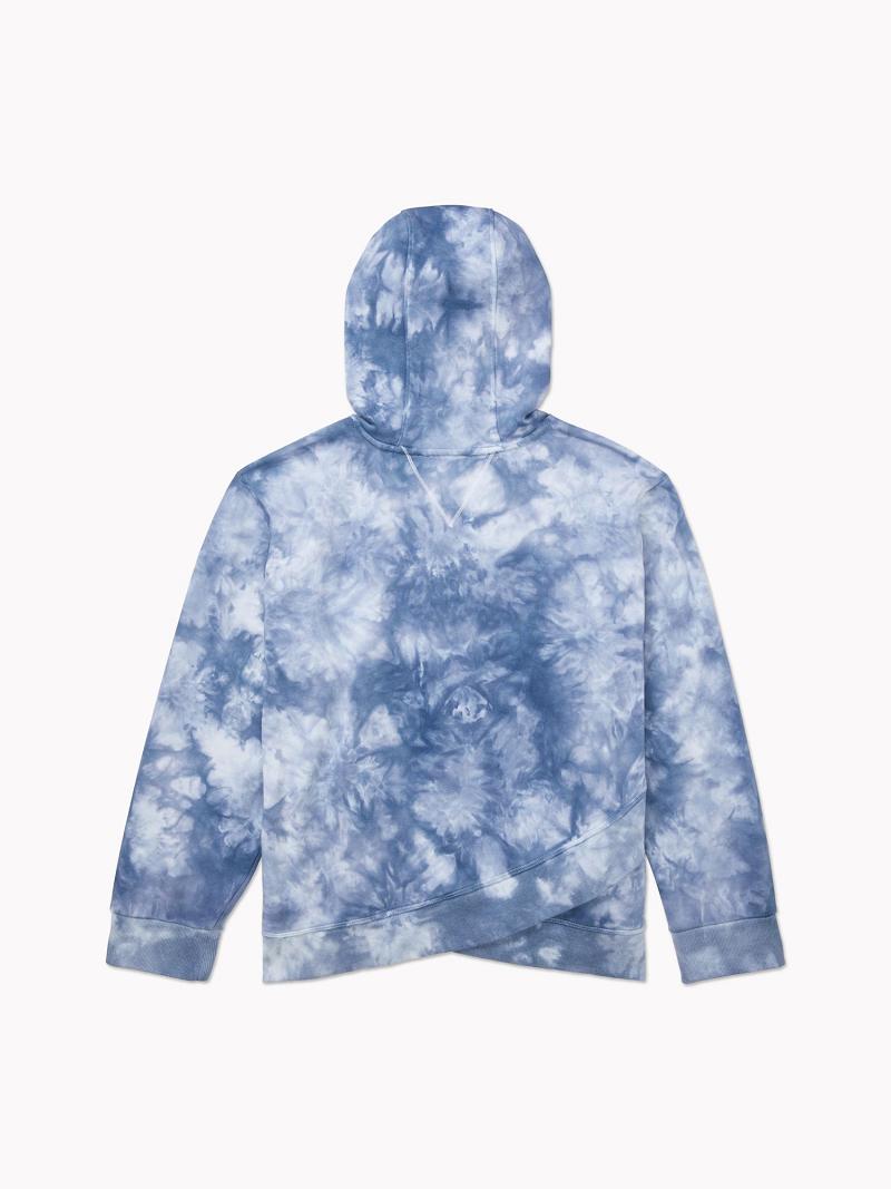 Blue Women's Tommy Hilfiger Essential Curve Watercolor Print Hoodies | AU_W21143