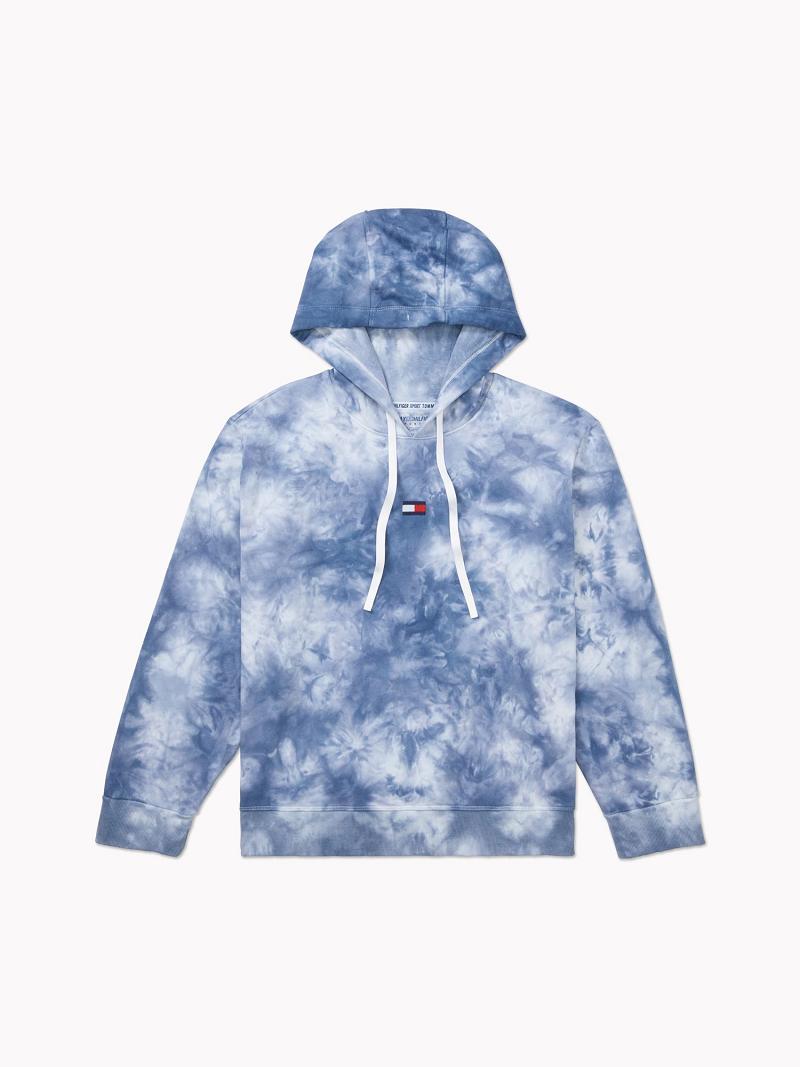 Blue Women\'s Tommy Hilfiger Essential Curve Watercolor Print Hoodies | AU_W21143