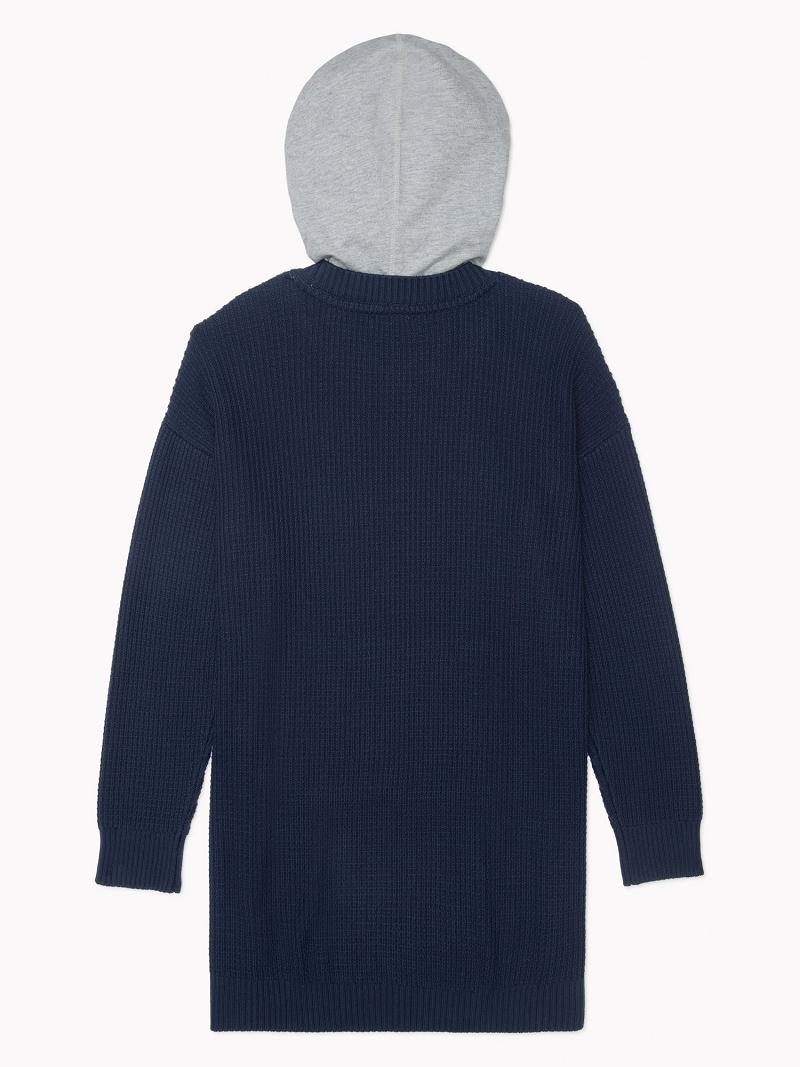 Blue Women's Tommy Hilfiger Essential Mixed Media Hoodie Sweater Dresses | AU_W21067