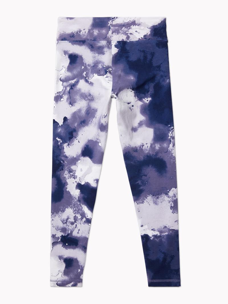 Blue Women's Tommy Hilfiger Essential Watercolor Print Leggings | AU_W21224