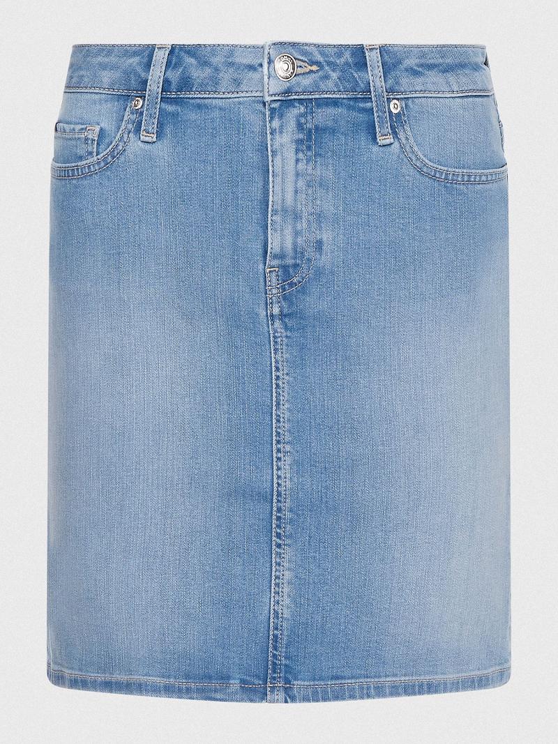 Blue Women's Tommy Hilfiger High Rise Denim Skirts | AU_W21330