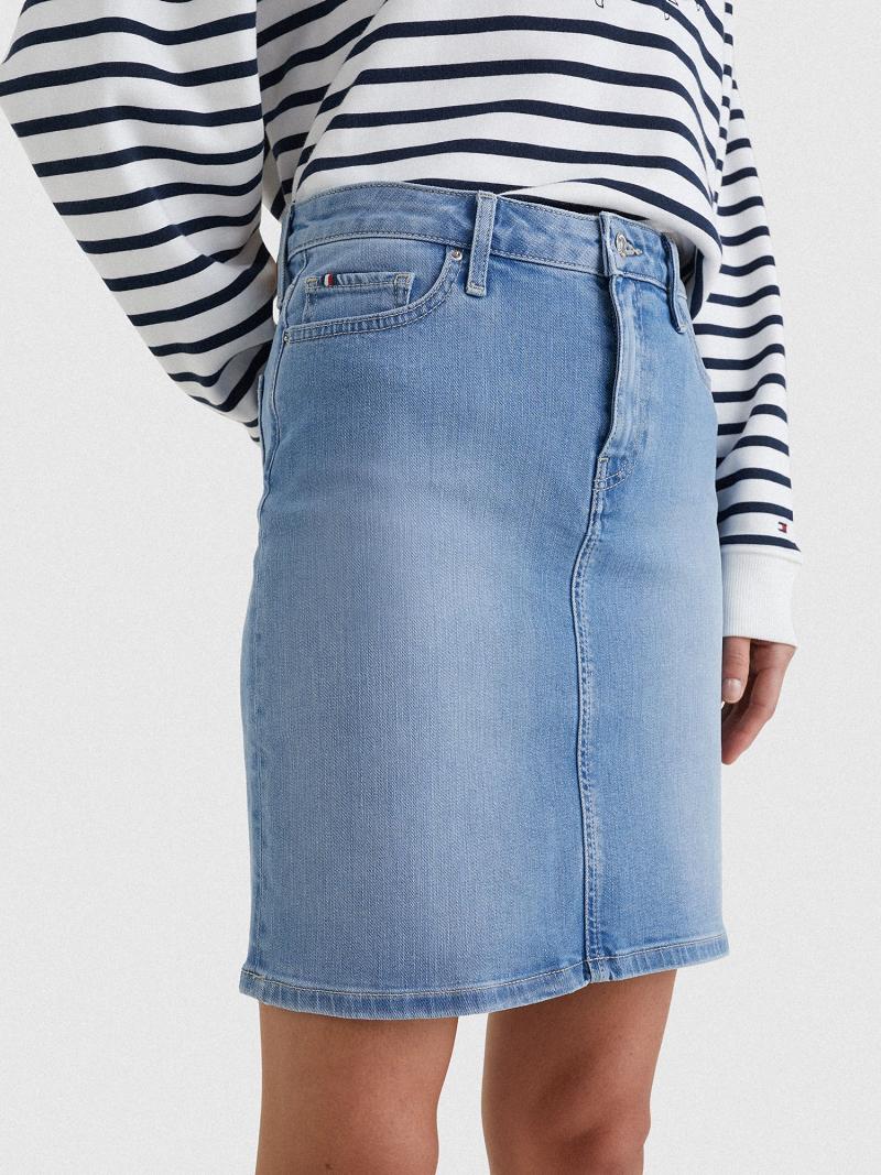 Blue Women\'s Tommy Hilfiger High Rise Denim Skirts | AU_W21330