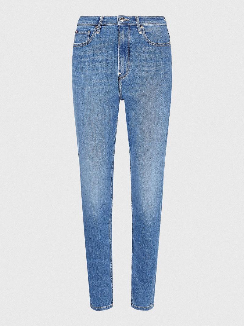 Blue Women's Tommy Hilfiger High Rise Tapered Fit Jeans | AU_W21199