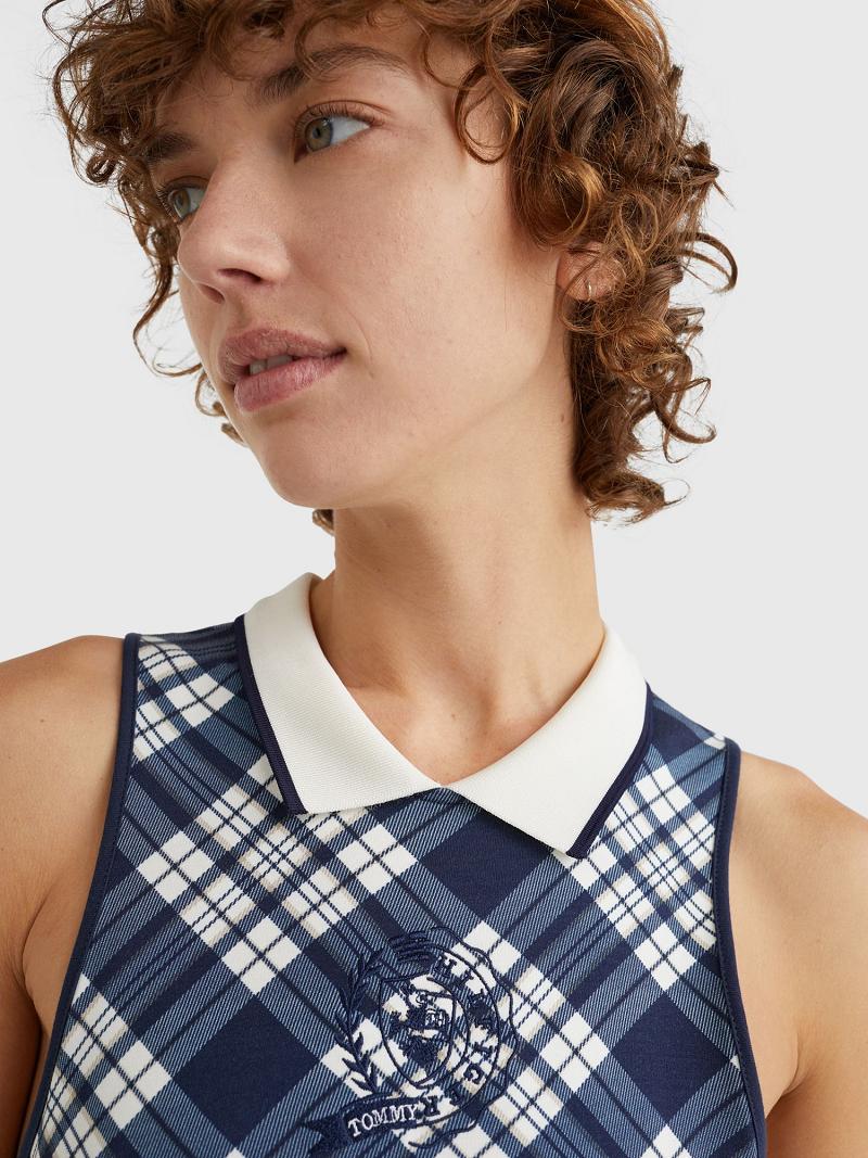 Blue Women's Tommy Hilfiger Icon Crest Midi Polo Dresses | AU_W21095