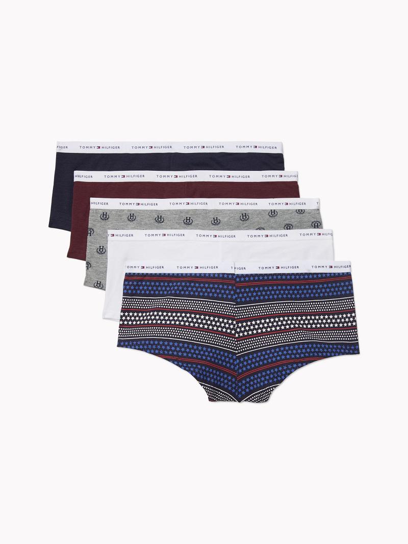 Blue Women's Tommy Hilfiger Mix Logo Boy Short 5PK Lingerie | AU_W21556